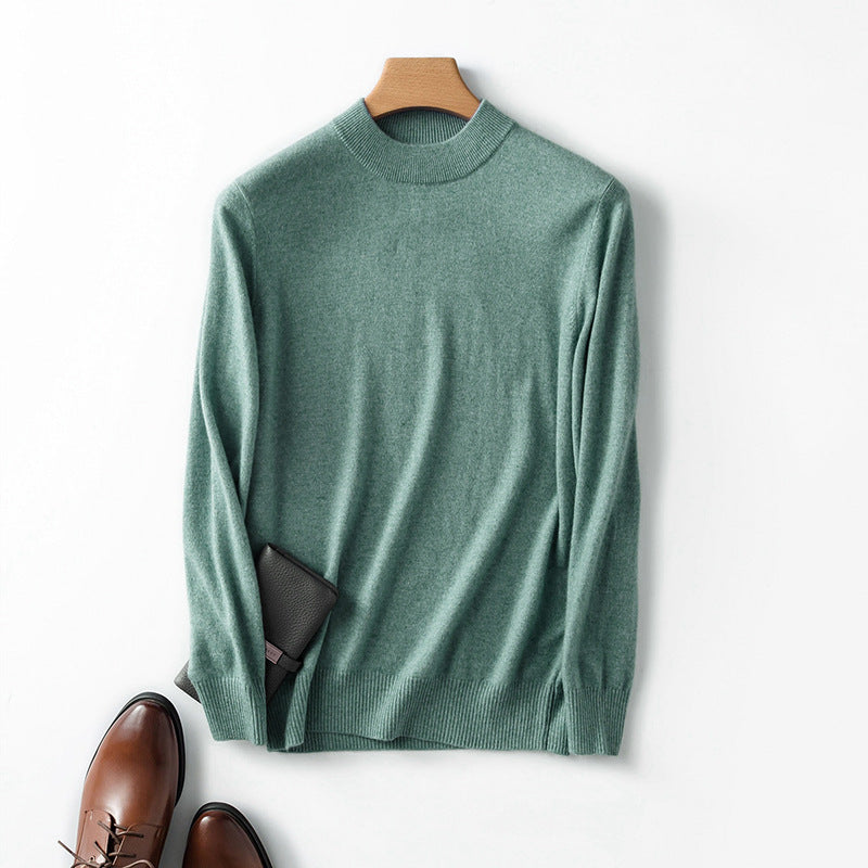 Herren Rollkragenpullover Langarm, schlichtes Strickdesign, Vorderansicht