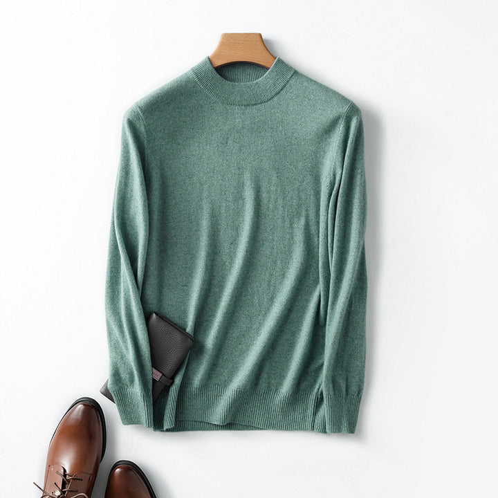 Herren Rollkragenpullover Langarm, schlichtes Strickdesign, Vorderansicht