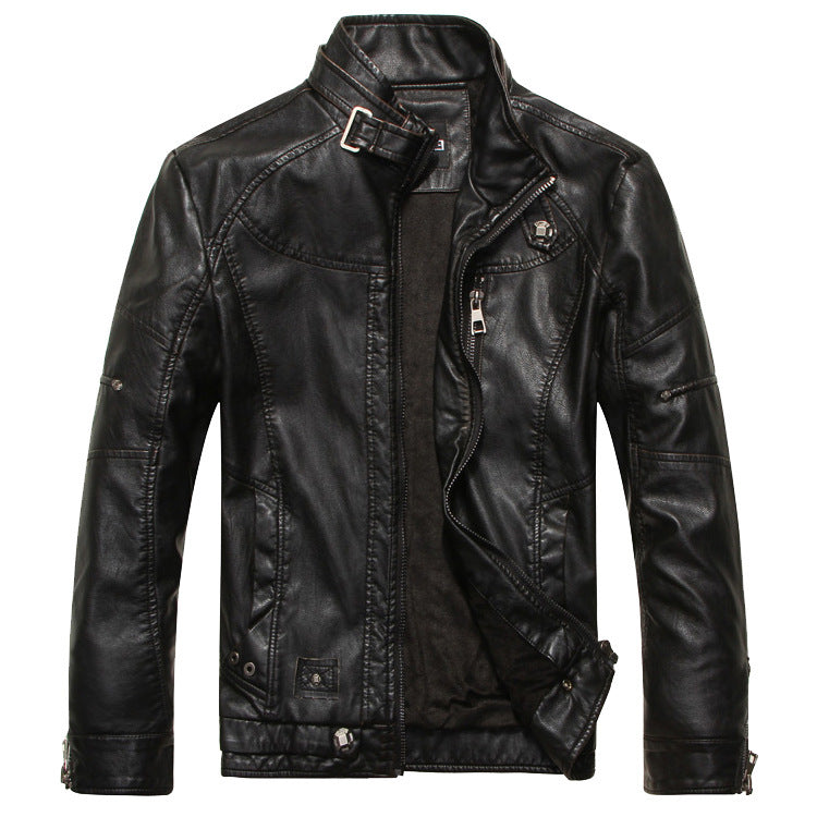 Herren Lederjacke mit Reissverschluss in Schwarz, Braun und Khaki