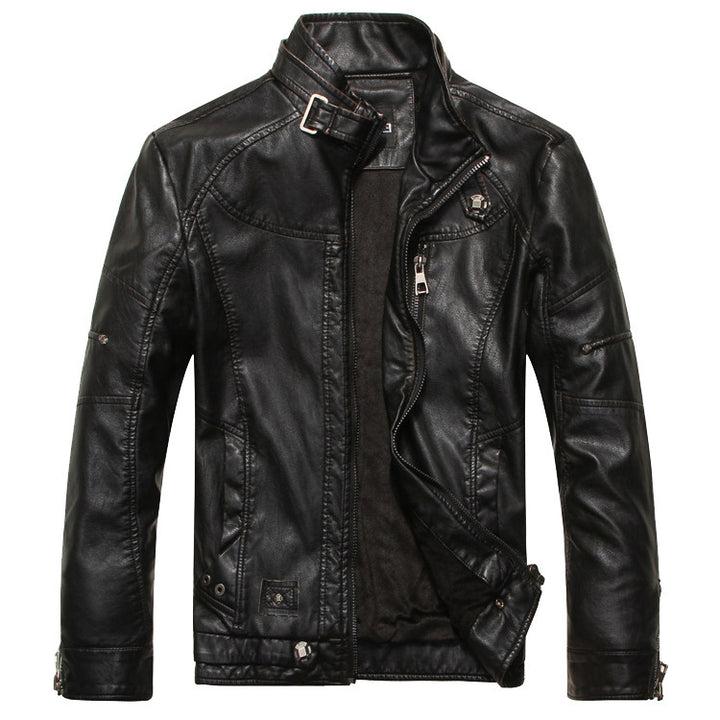 Herren Lederjacke mit Reissverschluss in Schwarz, Braun und Khaki