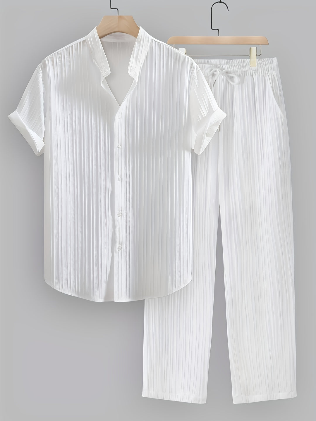 SwissFellas Herren Zweiteiler-Set mit Kurzarmhemd und langer Hose, reguläre Passform