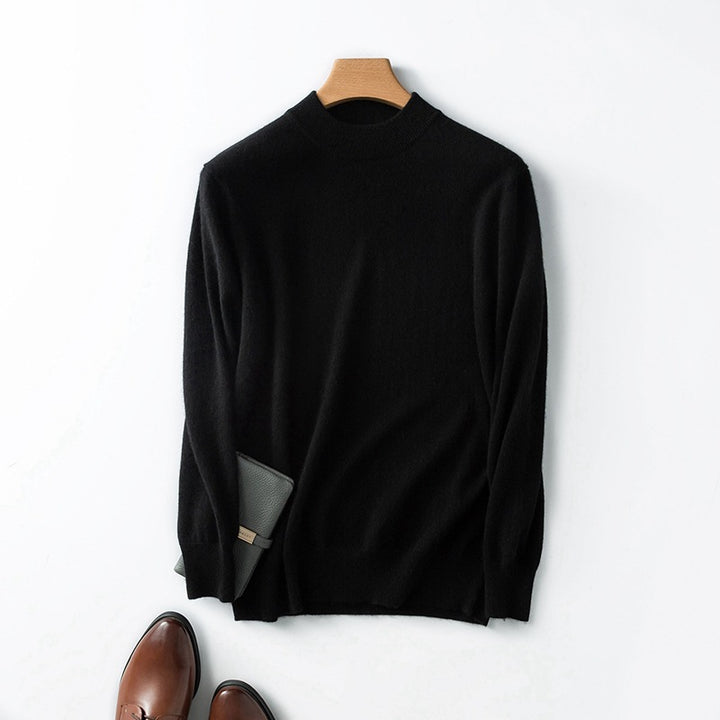 Herren Rollkragenpullover Langarm, schlichtes Strickdesign, Vorderansicht