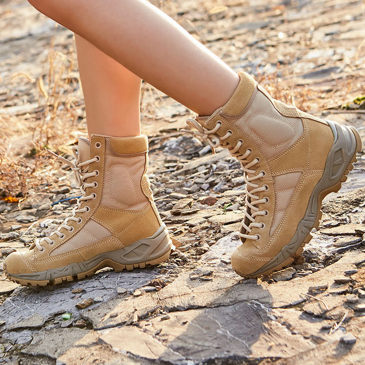 Herren Militärstiefel aus Stoff in Schwarz und Sandfarben
