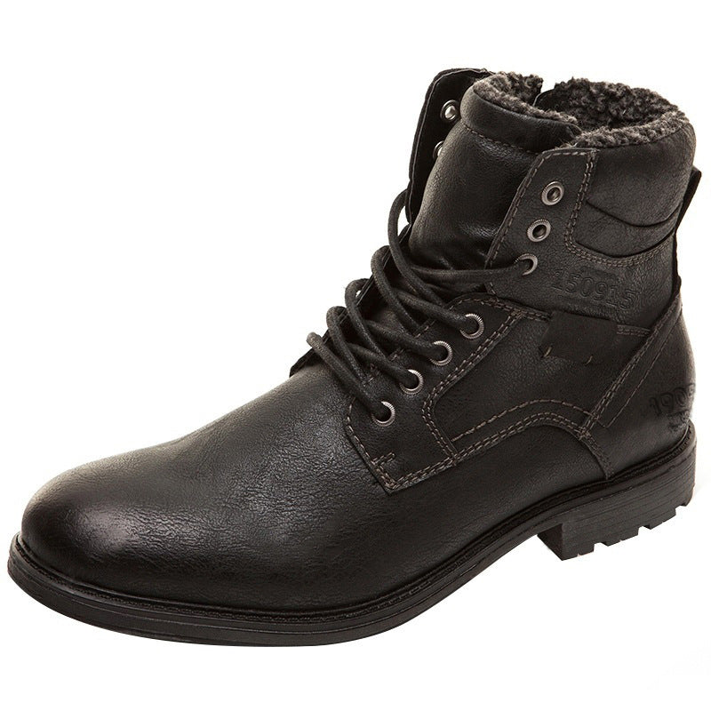 Herren Winterstiefel mit Plüschfutter in Schwarz und Braun