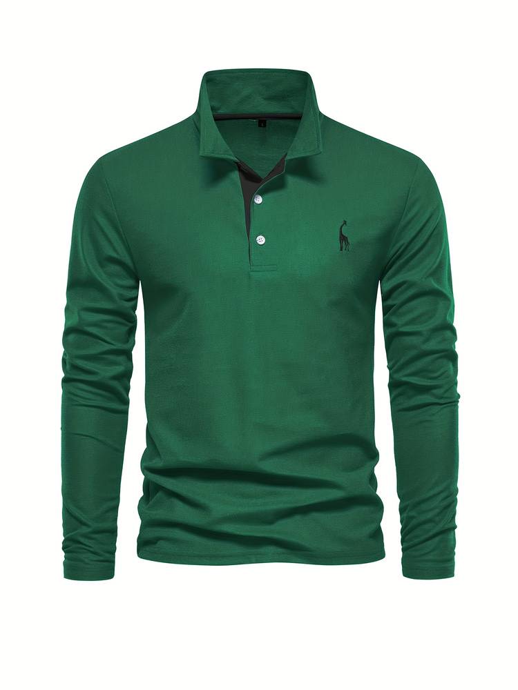 Sweater mit Polokragen und Knopfleiste - grün