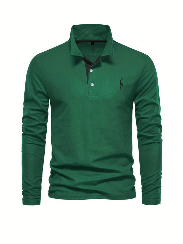Sweater mit Polokragen und Knopfleiste - grün