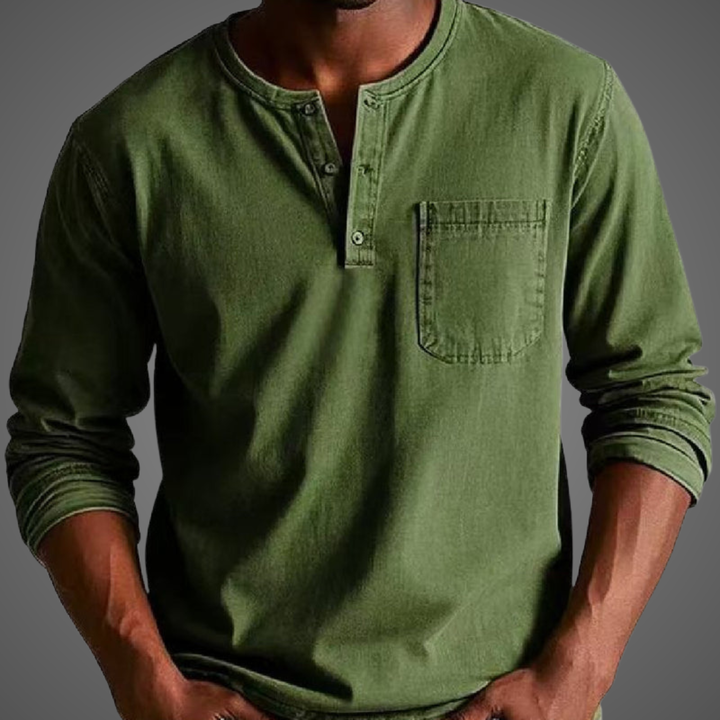 Nataniel | Herren Henley Shirt mit langem Arm
