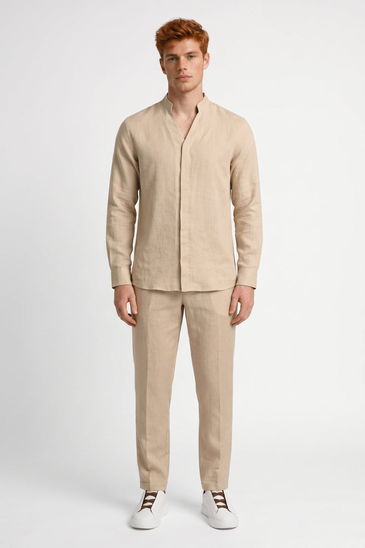 Lukas | Herren Sommer Set mit Stehkragen Hemd und Hose