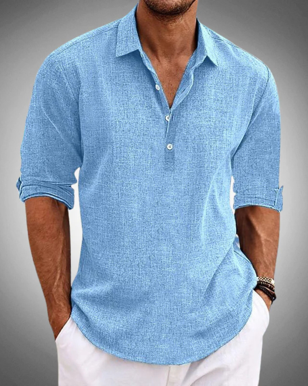 Herren Langarmshirt | Regular Fit Shirt | Henley-Ausschnitt mit Knopfleiste | Lässiger Alltagsstil