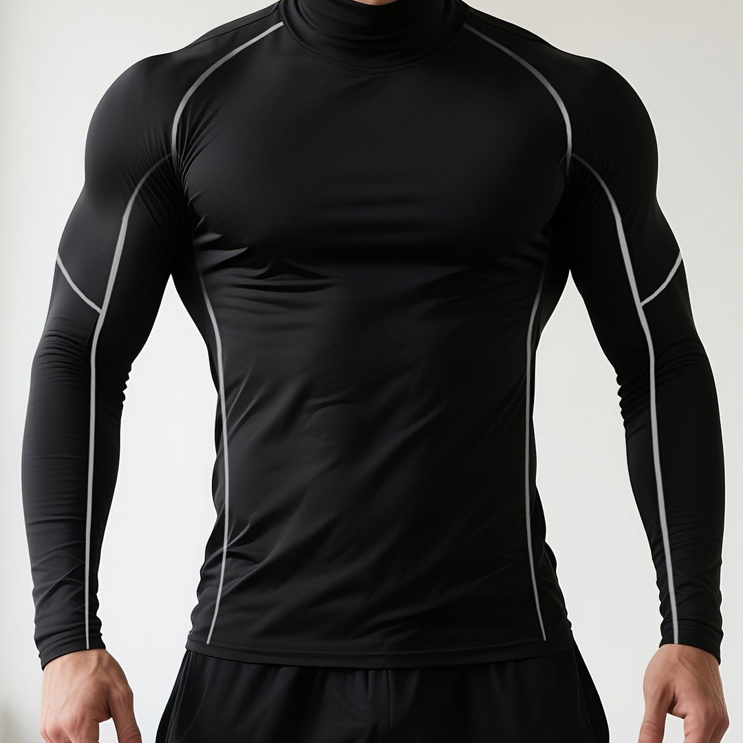 Herren Kompressionsshirt | Schmale Passform | Langarm mit Stehkragen | Performance Baselayer