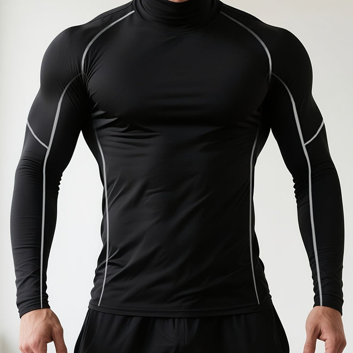 Herren Kompressionsshirt | Schmale Passform | Langarm mit Stehkragen | Performance Baselayer