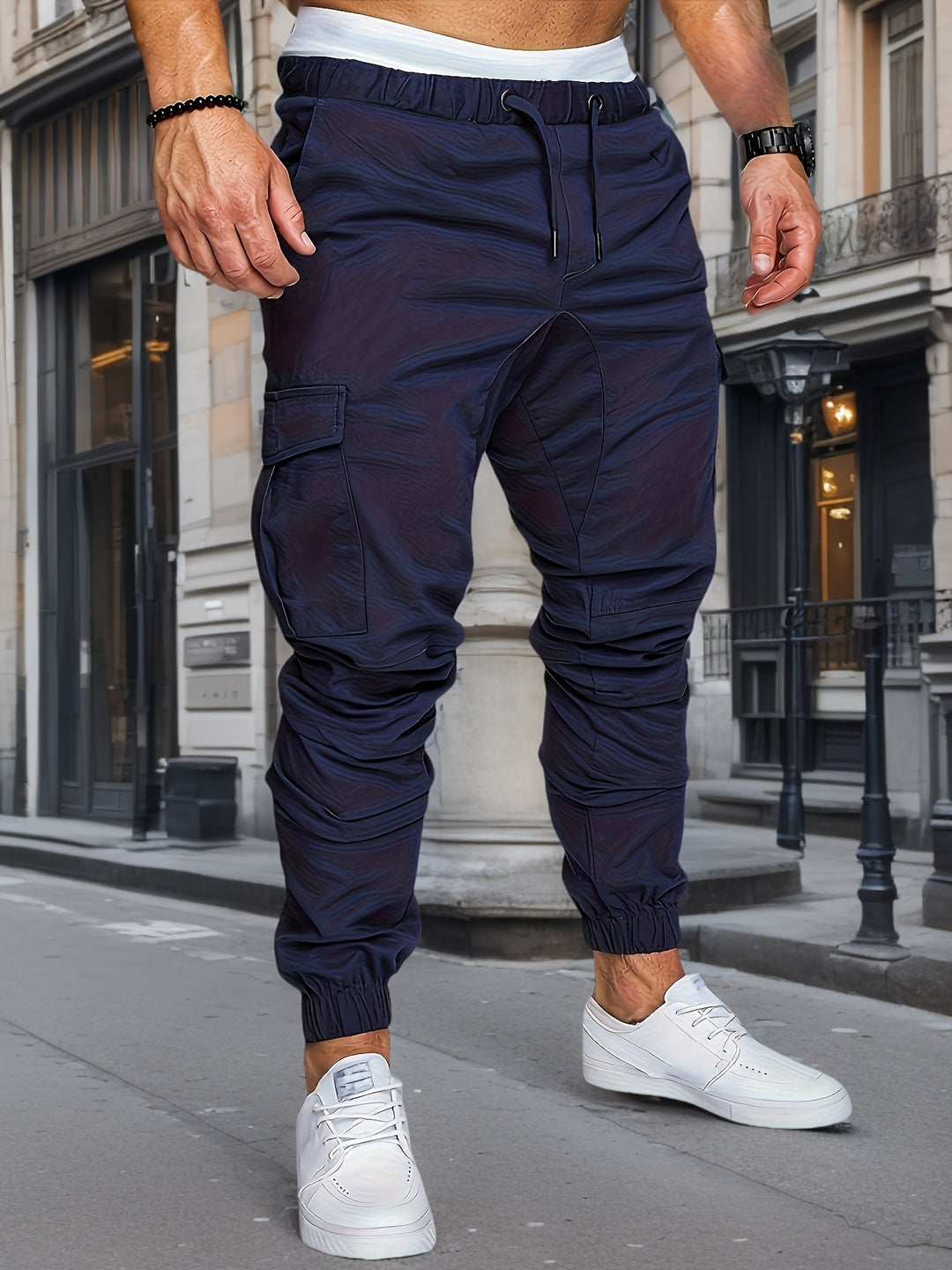 SwissFellas Herren Cargo Jogginghose mit Cargotaschen, schmale Passform