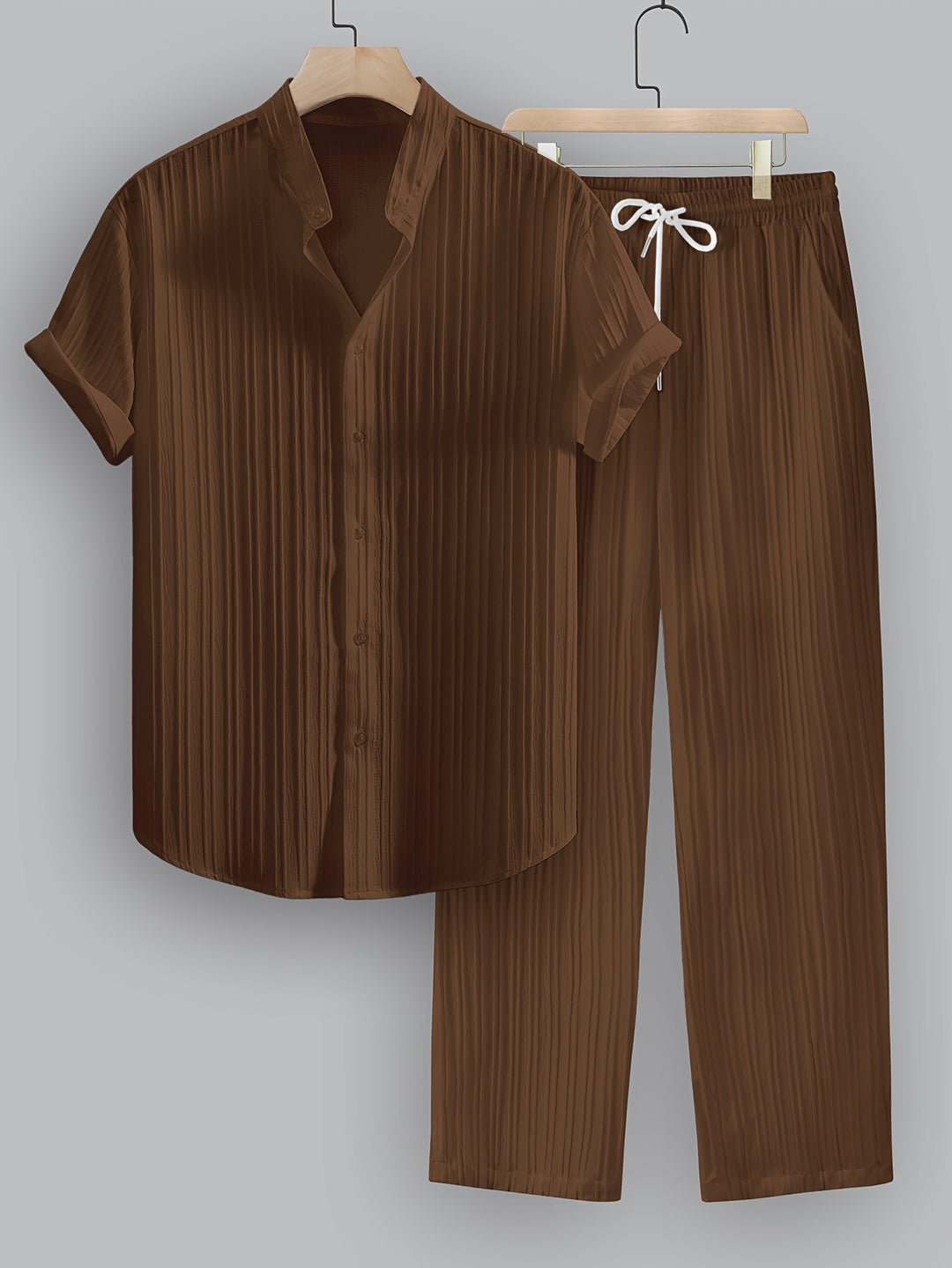 SwissFellas Herren Zweiteiler-Set mit Kurzarmhemd und Hose, reguläre Passform