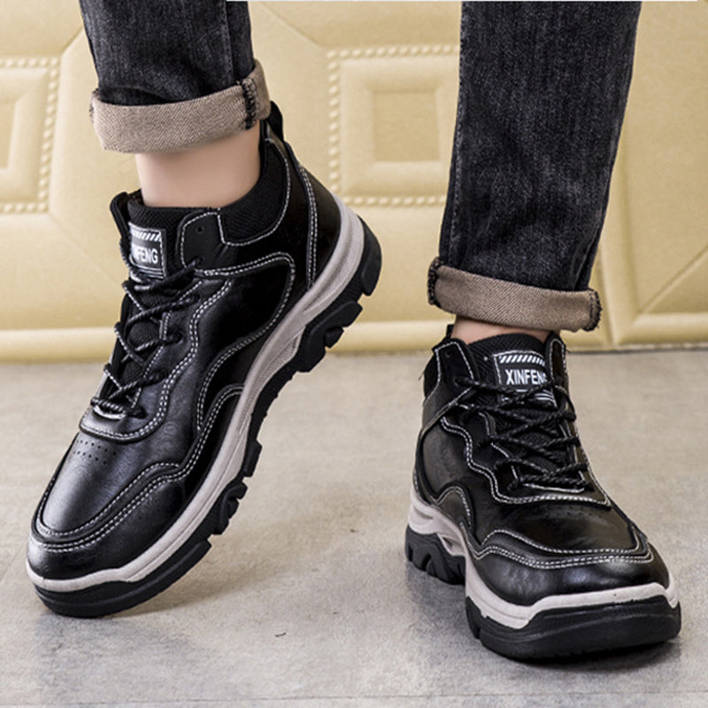 Herren Winterstiefel Hellbraun und Schwarz mit Schnürung