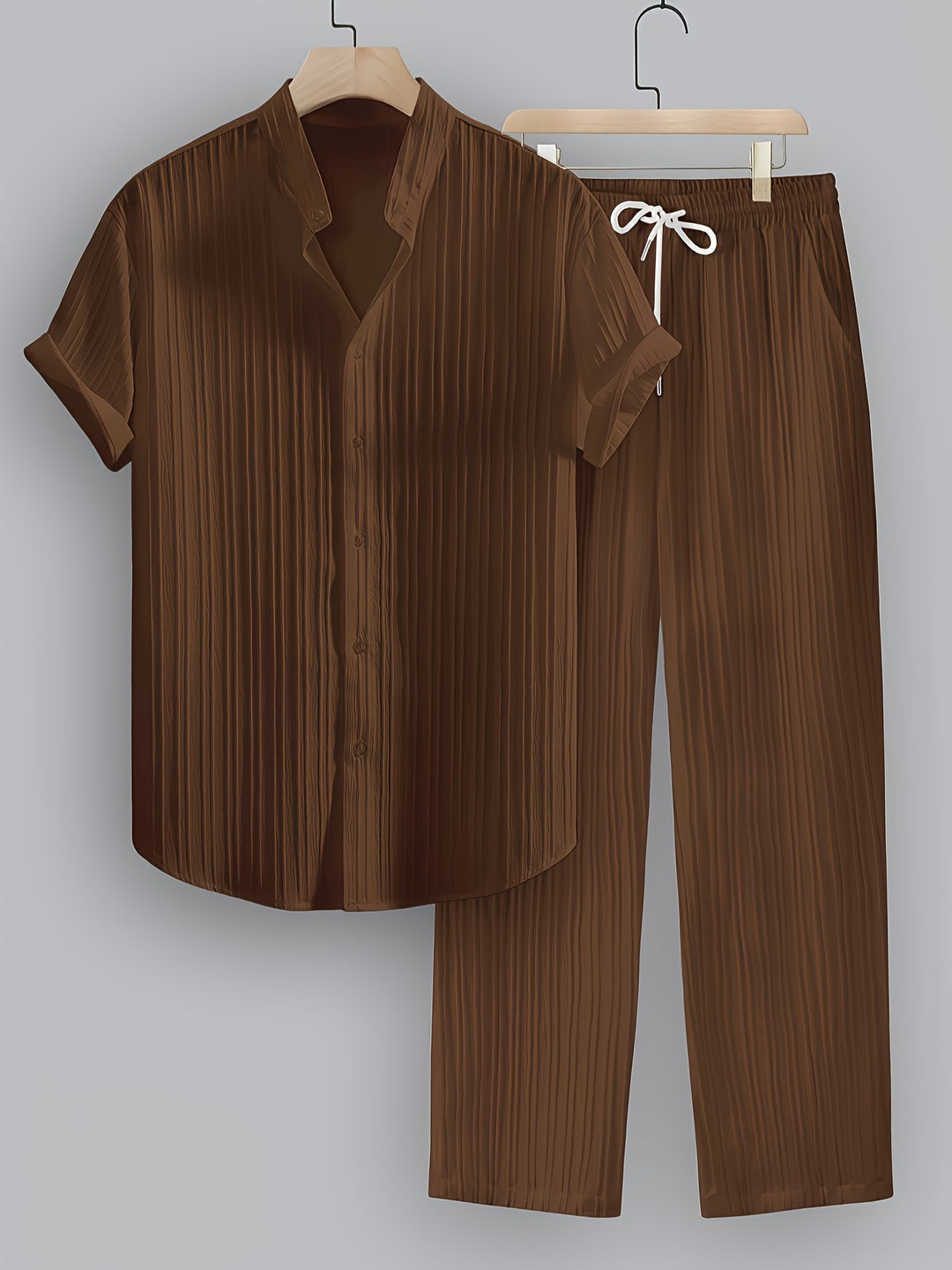 SwissFellas Herren Zweiteiler-Set mit Kurzarmhemd und langer Hose, reguläre Passform