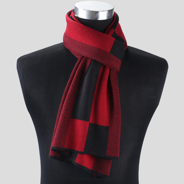 Herrenschal mit Karomuster im Retro-Stil, gestrickt