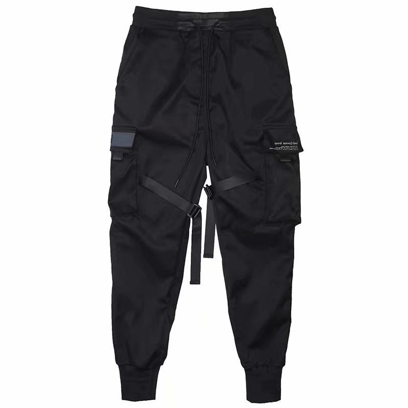 Schwarze Herren Cargohose mit Bündchen und Taschen