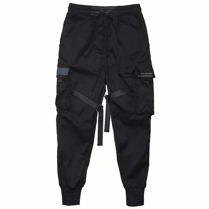 Schwarze Herren Cargohose mit Bündchen und Taschen