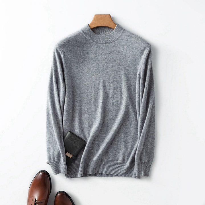 Herren Rollkragenpullover Langarm, schlichtes Strickdesign, Vorderansicht