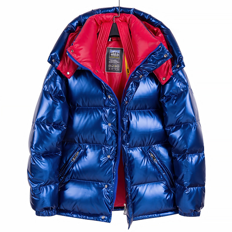 Herren Daunenjacke mit glänzender Optik in Schwarz