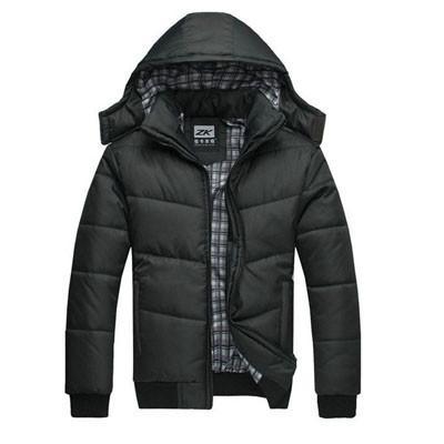 Schwarze Winterparka für Herren, Frontansicht