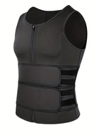 Chaleco de compresión para hombre | Corte entallado | Chaleco deportivo con cremallera y soporte ajustable para la cintura | Entrenamiento fitness