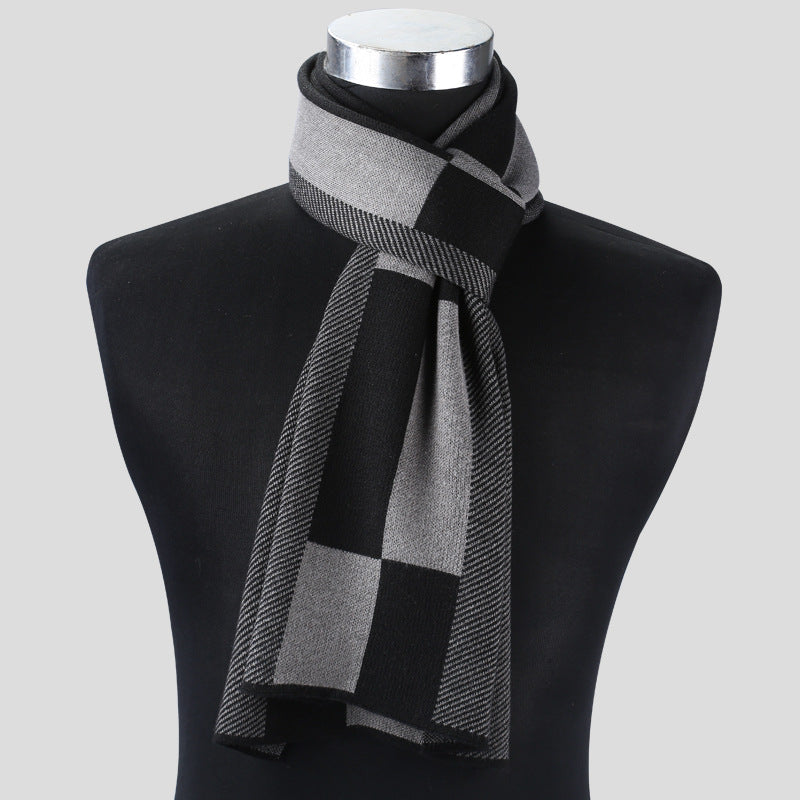 Herrenschal mit Karomuster im Retro-Stil, gestrickt