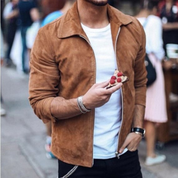 Herren Sweatjacke mit Umlegekragen und Reissverschluss