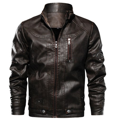 Herren Lederjacke mit Reissverschluss in Schwarz, Braun und Khaki