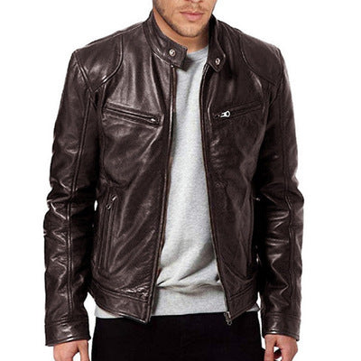 Herren Kunstlederjacke Slim Fit mit Reissverschluss
