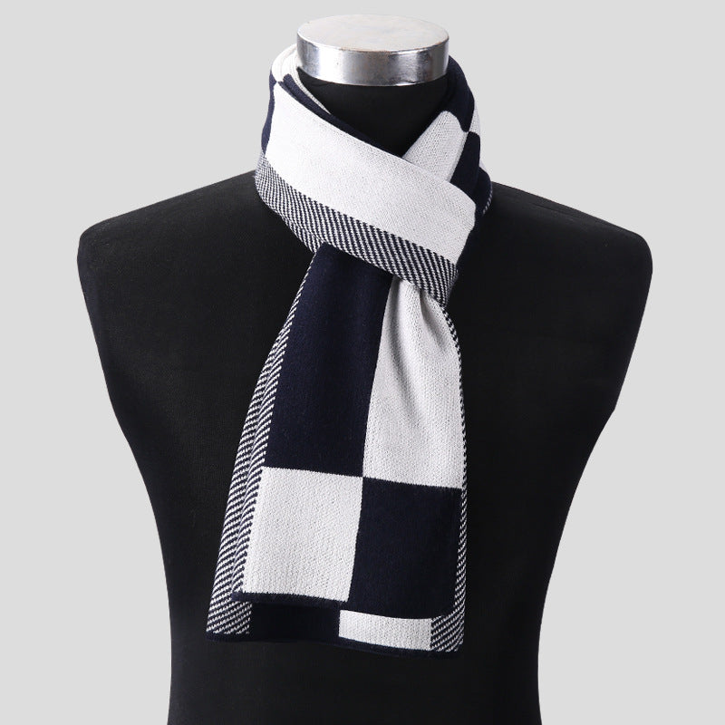 Herrenschal mit Karomuster im Retro-Stil, gestrickt