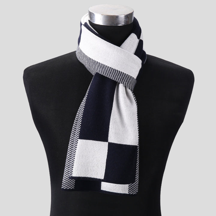 Herrenschal mit Karomuster im Retro-Stil, gestrickt