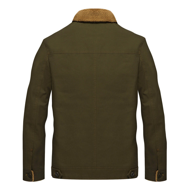 Herren Fleecejacke mit Kragen in Schwarz, Vorderansicht