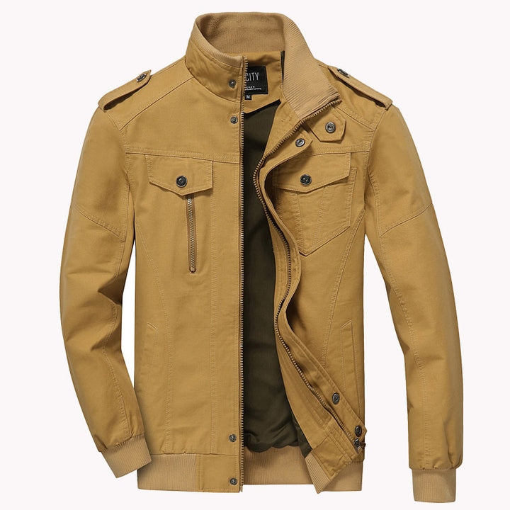 Herren Bomberjacke im Militärstil in Grün Schwarz Khaki