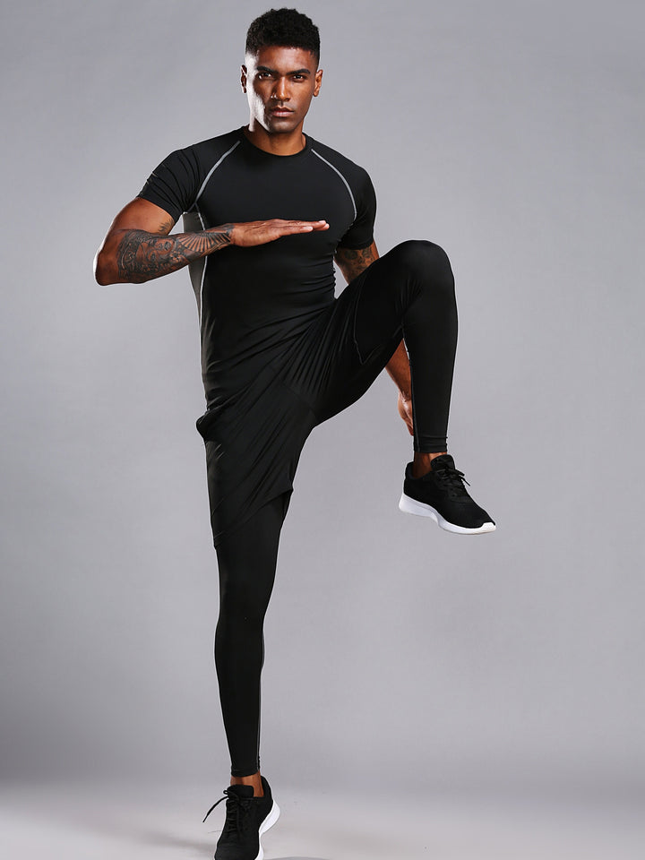 SwissFellas Herren Kompressions T-Shirt mit Kurzarm und Rundhals, schmale Passform