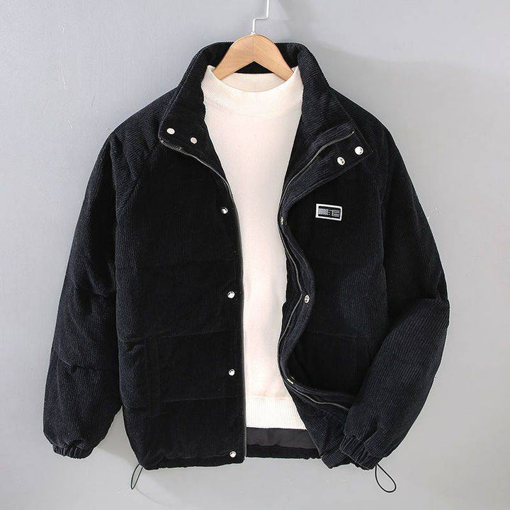 Herren Steppjacke Parka in Schwarz mit aufgesetzten Taschen