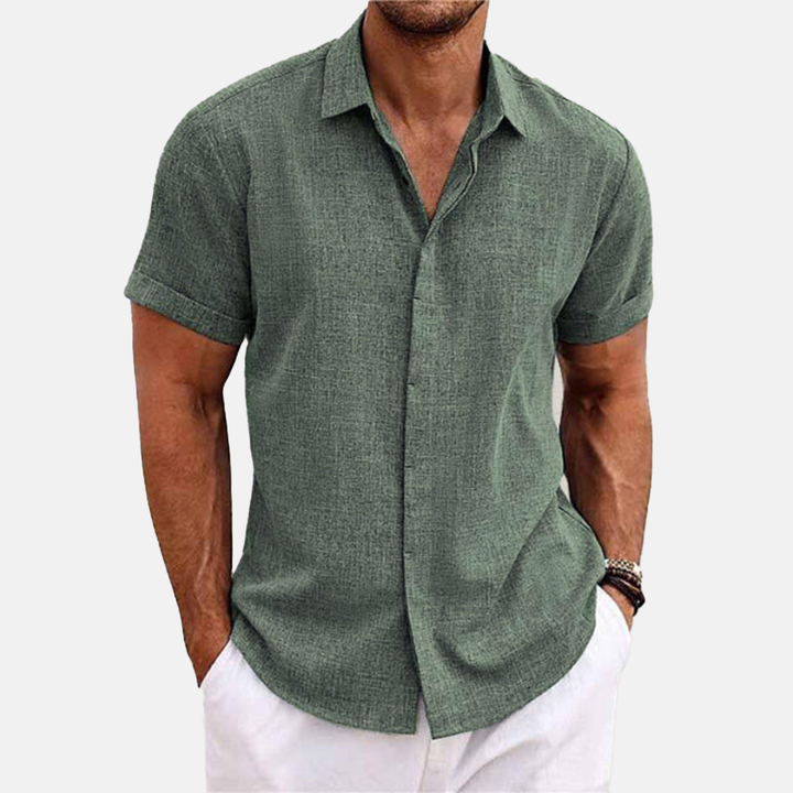 Herren Button-Up Hemd | Kurzarmhemd mit Strukturierter Optik | Gerader Schnitt | Freizeitlook