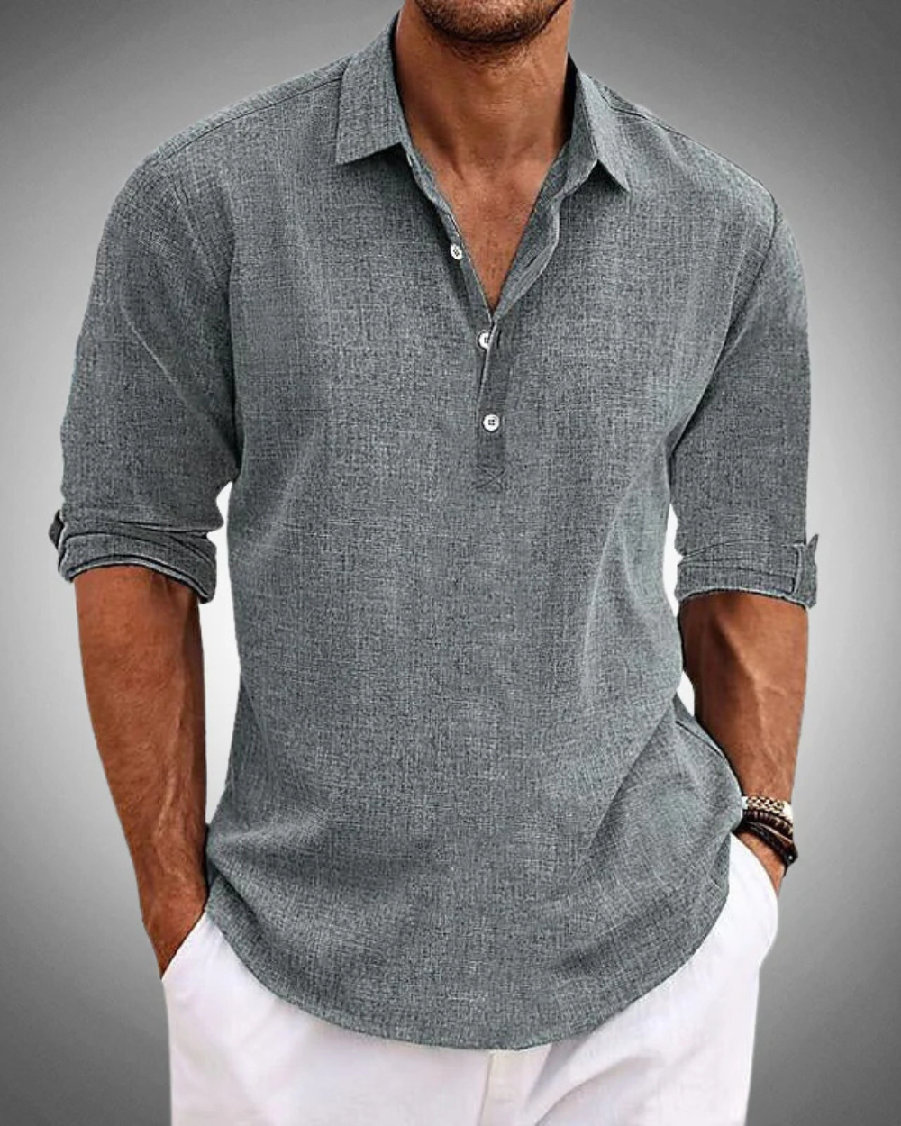 Herren Langarmshirt | Regular Fit Shirt | Henley-Ausschnitt mit Knopfleiste | Lässiger Alltagsstil