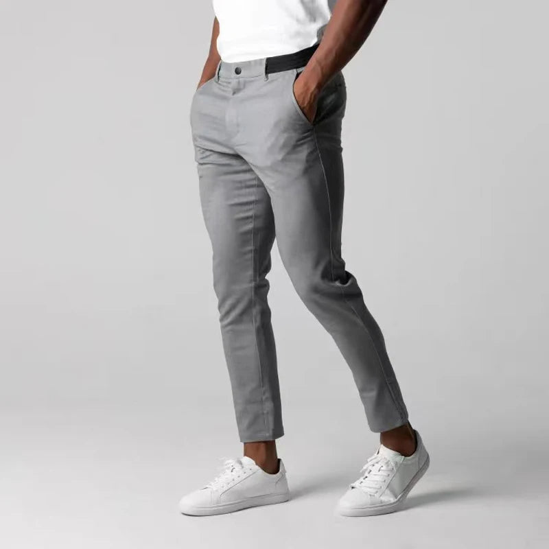 Henry | Herren Slim-Fit-Hose mit schmalem Bein und Knopfverschluss