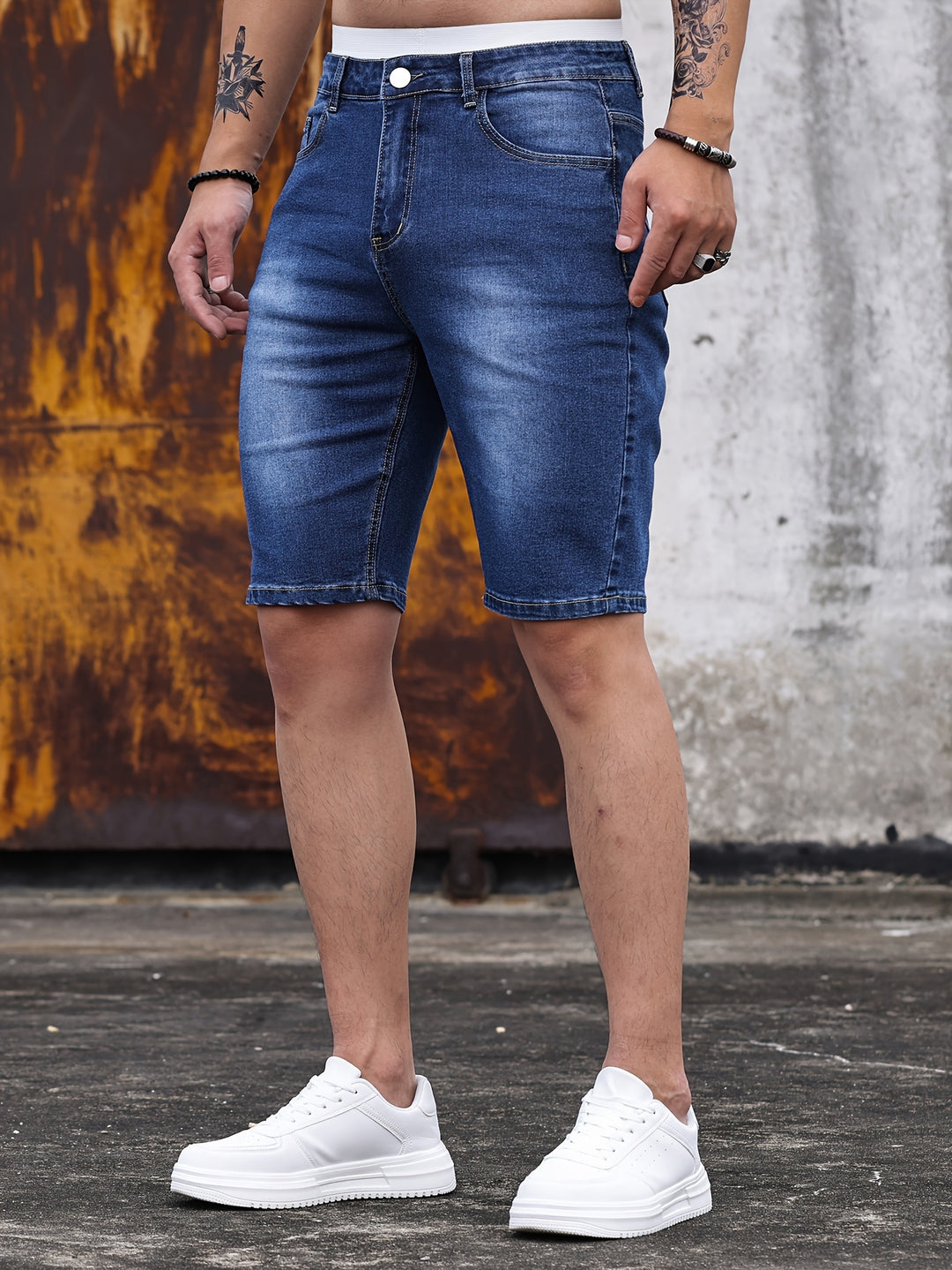 SwissFellas Herren Denim-Style Shorts mit Five-Pocket-Design, schmale Passform