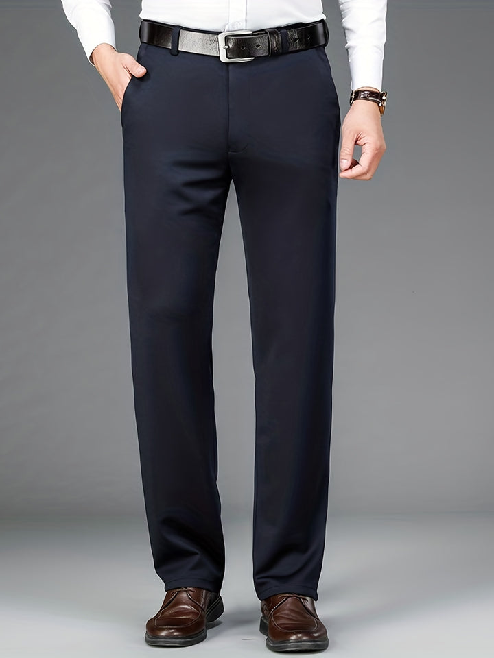 SwissFellas Herren Stoffhose mit geradem Bein, reguläre Passform