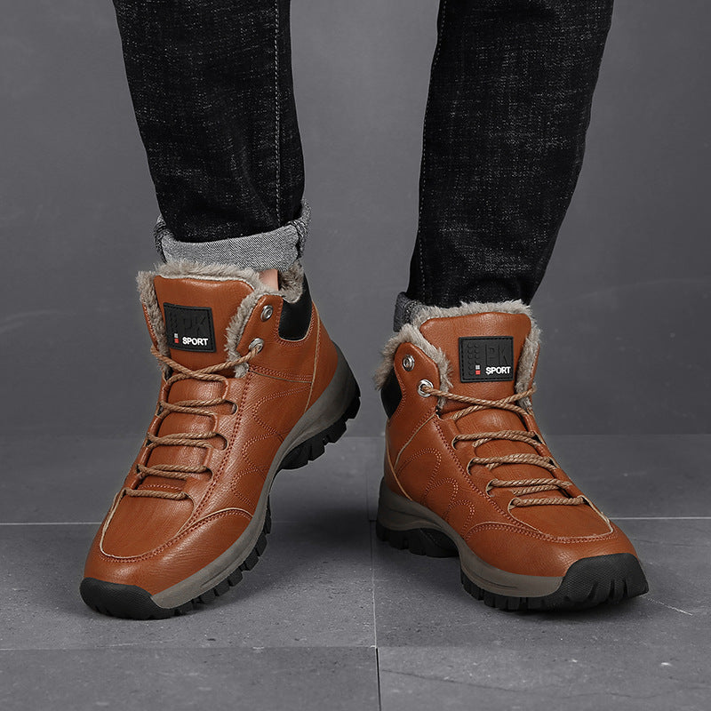 Herren Winterstiefel mit Schnürung und Plüschfutter