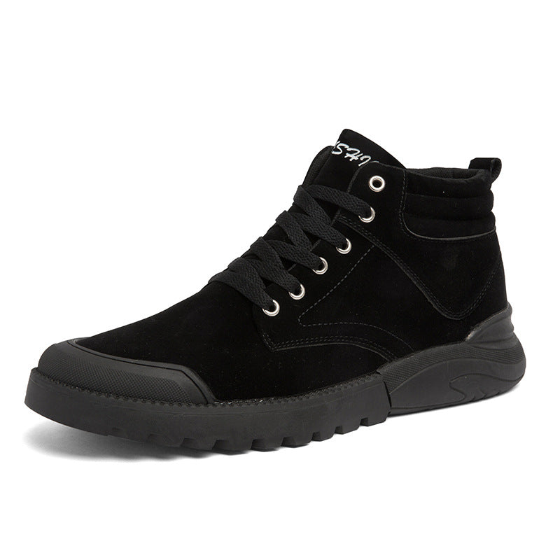 Herren Winterstiefeletten Schwarz mit Schnürung vorne