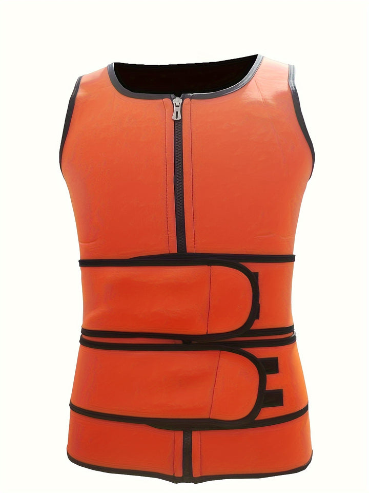 SwissFellas Herren Kompressionsweste mit Zip und Taillenstütze, schmale Passform