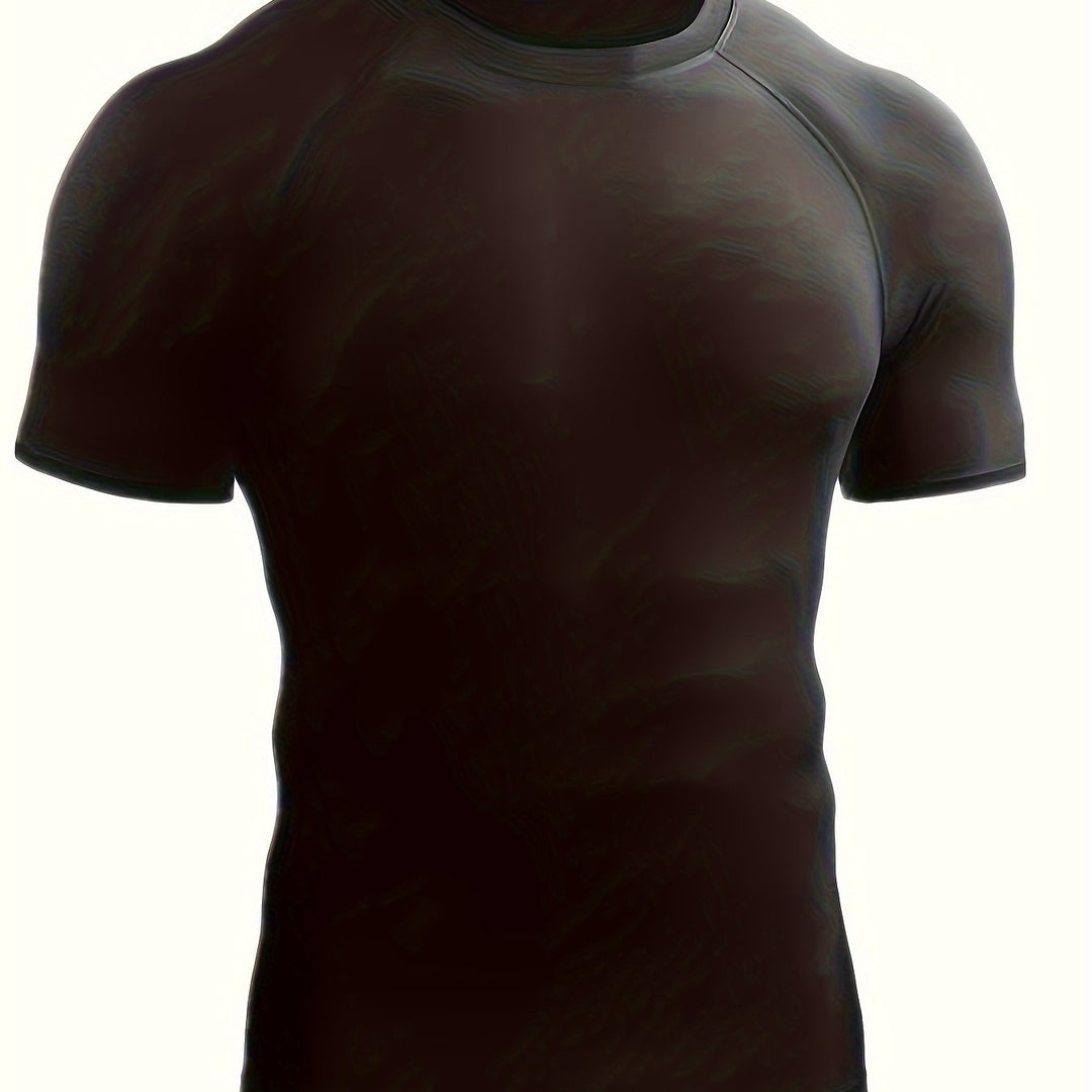 SwissFellas Herren Kompressions T-Shirt mit Kurzarm und Rundhals, schmale Passform