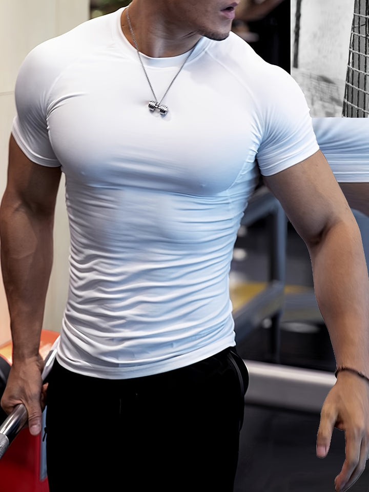 SwissFellas Herren Kompressions T-Shirt mit Kurzarm und Rundhals, schmale Passform