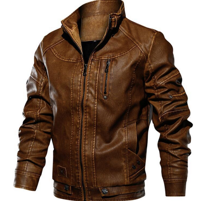 Herren Lederjacke mit Reissverschluss in Schwarz, Braun und Khaki