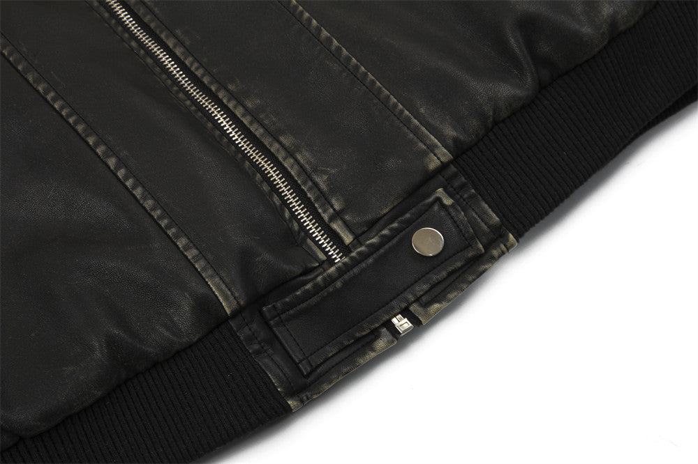 Herren Lederjacke im Used-Look in Schwarz und Khaki
