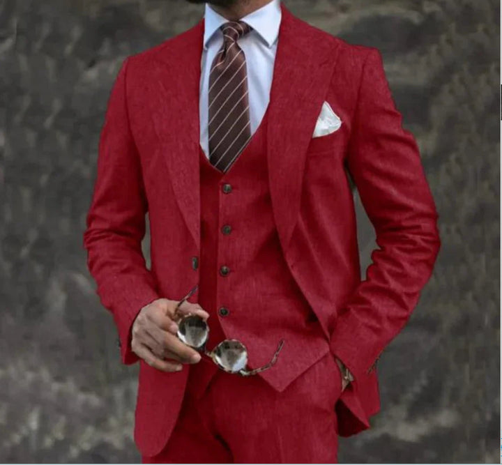 Rosa dreiteiliger Herrenanzug mit Weste Jacke und Hose