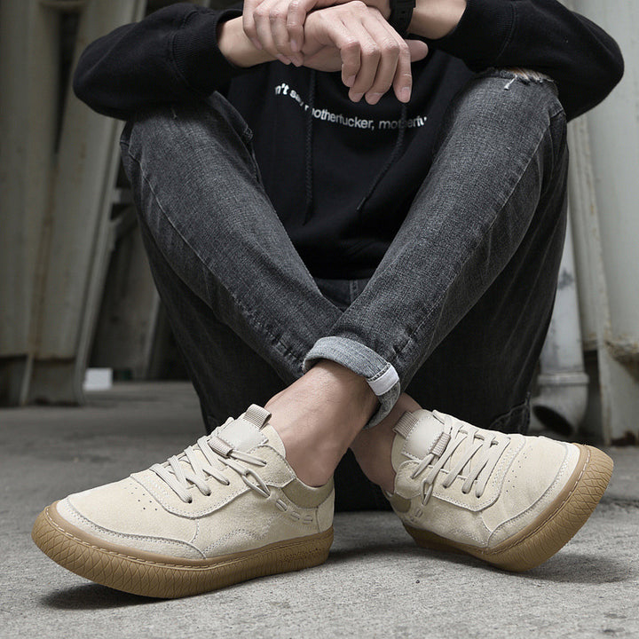 Herren Low Top Ledersneaker in Sand und Khaki